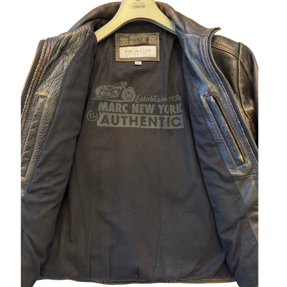 Andrew Marc Leather Bomber-Style Moto Jacket – Men’s Small - Picture 6 of 16